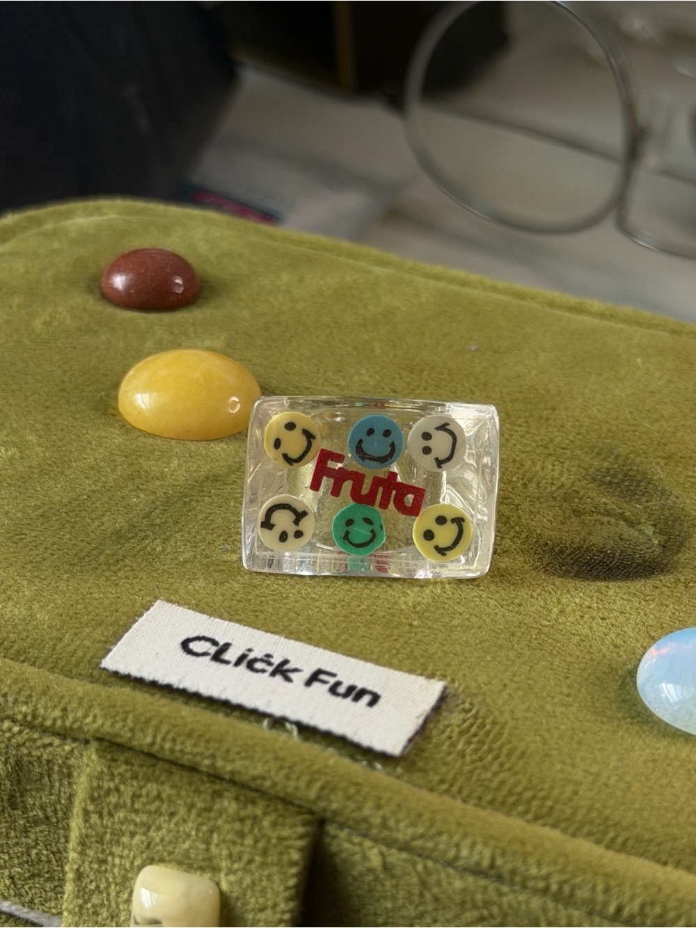Y2K Smiley Face Resin Statement Ring